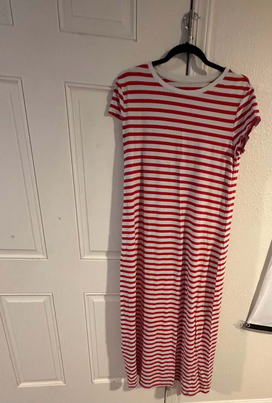 A New Day Red and White Striped Short Sleeve Maxi Dress Large